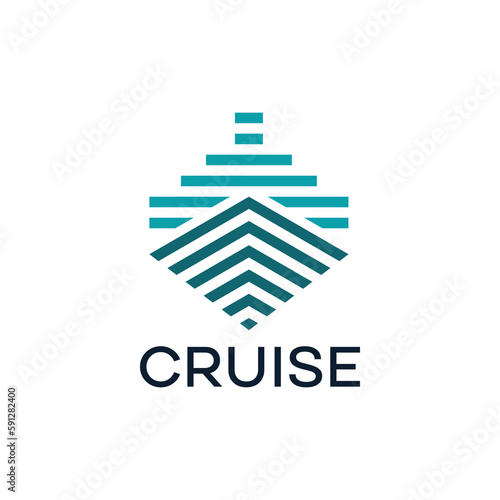 ship logo with abstract style concept and line design for shipping brand