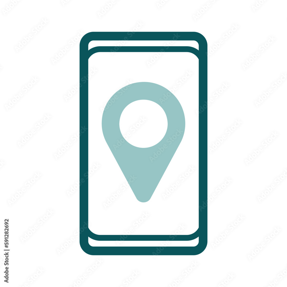 Smartphone with pin location style icon vector Smartphone with pin location style icon vector