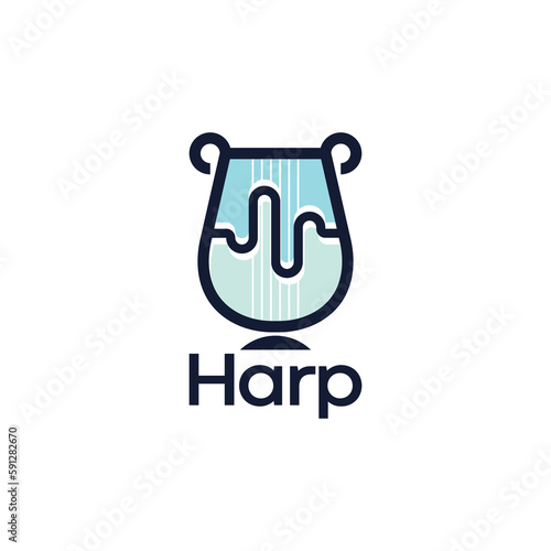 harp logo with modern and colorful design concept for music branding