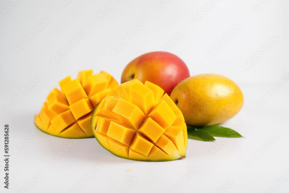 Mango, sliced mangoes, generative ai, Fresh tasty fruit
