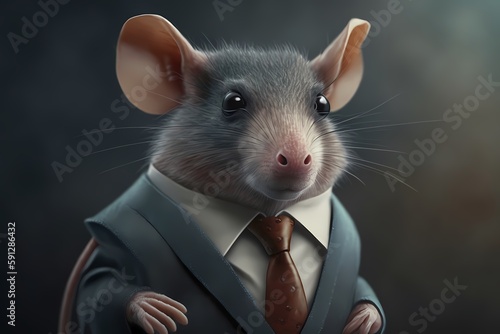 Portrait of a Rat dressed in a suit - Generative AI
