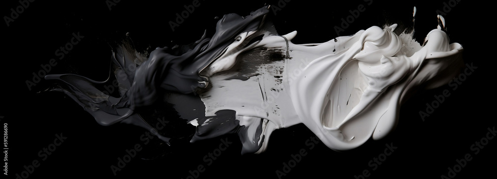 Long white smear oil paint spot isolated on black background Long white smear oil paint spot isolated on black background