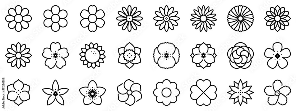 Line icons about flowers on transparent background with editable stroke. Line icons about flowers on transparent background with editable stroke.