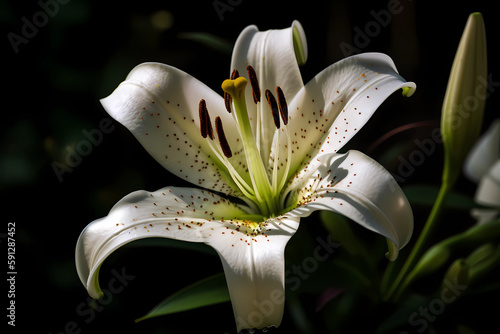 Lily (Lilium) - Flower found all over the world - Come in a variety of colors and shapes. They are often used for decorative purposes and as a symbol of purity (Generative AI) photo