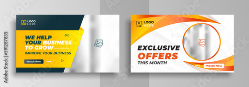 Youtube thumbnail design for any youtube videos customizable video thumbnail design video cover fully editable thumbnail template for social media concept.