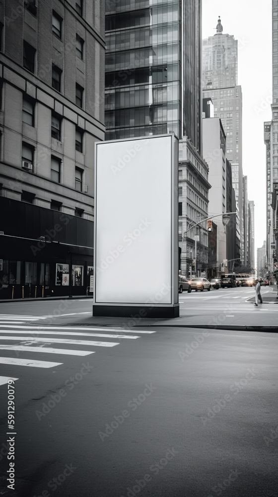 Empty bigboard on big city street. Illustration AI Generative. Empty bigboard on big city street. Illustration AI Generative.