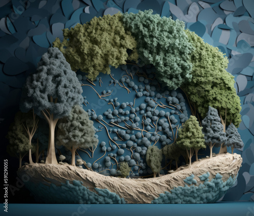 Green Environment Day Background. Illustration AI Generative.