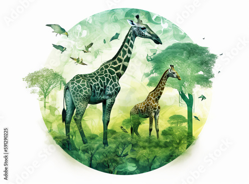 Green Environment Day Background. Illustration AI Generative.