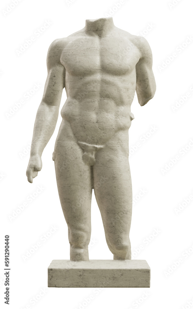 Doryphoros or Spear-Bearer torso classical sculpture isolated on transparent background. 3D rendering Doryphoros or Spear-Bearer torso classical sculpture isolated on transparent background. 3D rendering