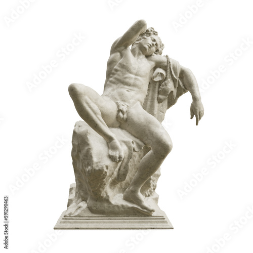 Fotografiet Barberini Faun classical sculpture isolated on transparent background
