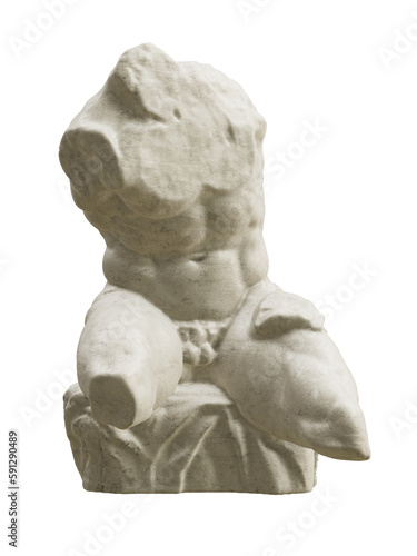 Belvedere Torso classical sculpture isolated on transparent background. 3D rendering