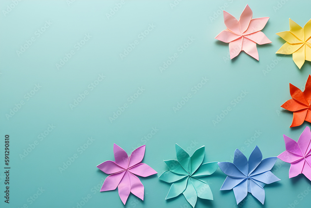 Origami paper folding background with room for copy, generative
