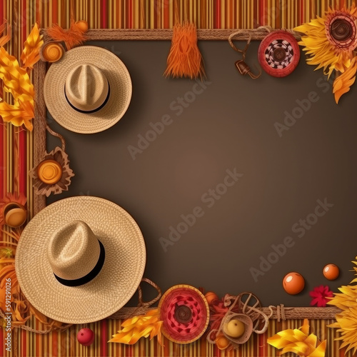Festa Junina Holiday Background. Illustration AI Generative.