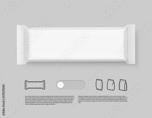 Blank snack bar packaging mockup. Vector illustration. Can make look great on any background. Perfect for your product. EPS10.
