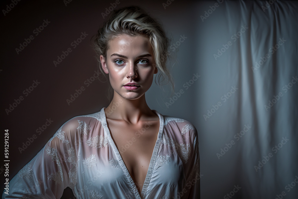 The Timeless Beauty of Sleepwear: A Classic Portrait of a Woman in a Nightgown, ai generative The Timeless Beauty of Sleepwear: A Classic Portrait of a Woman in a Nightgown, ai generative