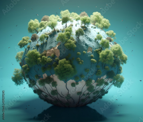 Green Environment Day Background. Illustration AI Generative.