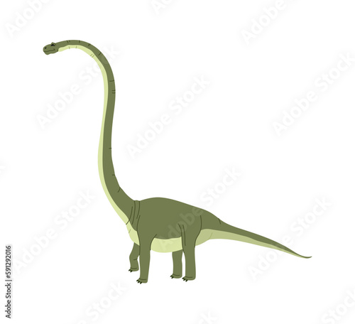 Cartoon tyrannosaurus with long neck isolated Brontosaurus funny character. Vector childish dino, dinosaur animal game personage. Apatosaurus big lizard