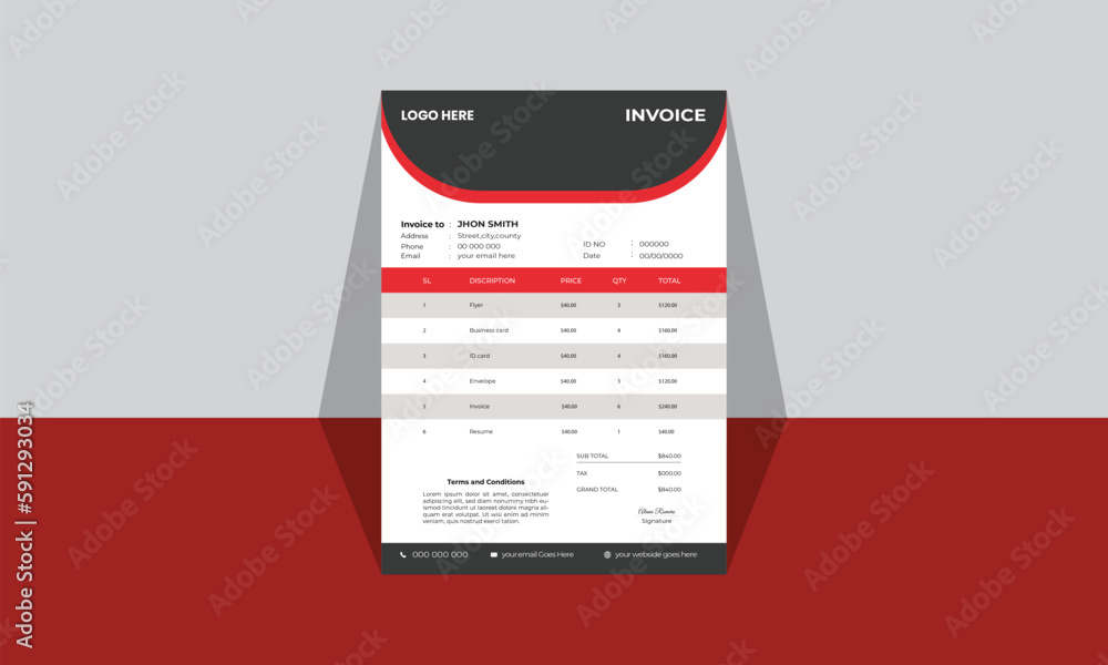 clean invoice template vector design Business invoice form template ...