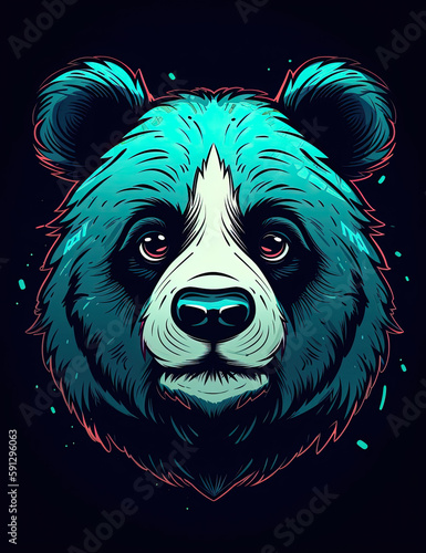 Panda Bear Logo, Paint, Water Color, Graphic Design, Logo Design, T Shirt Design. Generative AI