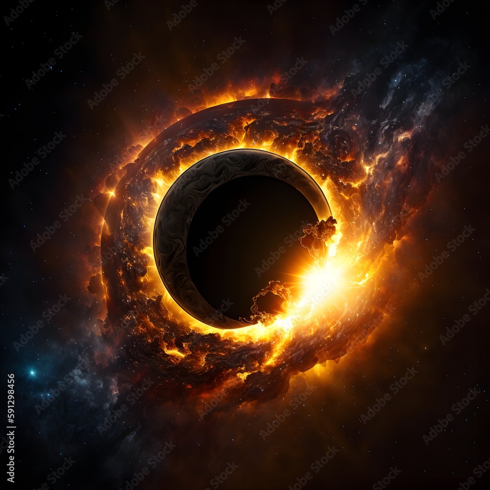 a black hole devouring the sun in space with an epic scene galaxy ...
