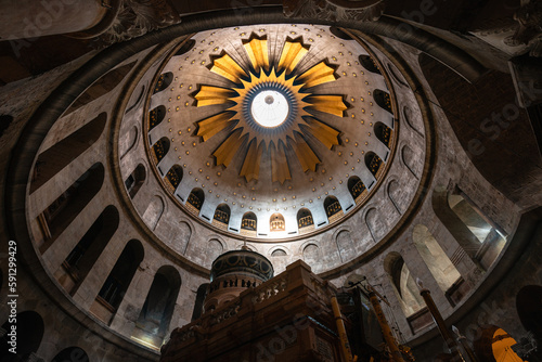 Interior Dome of Church of the Holy Sepulchre, Jerusalem Israel