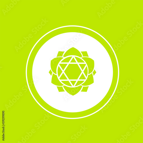 Symbol of Anahata (heart chakra) on green background