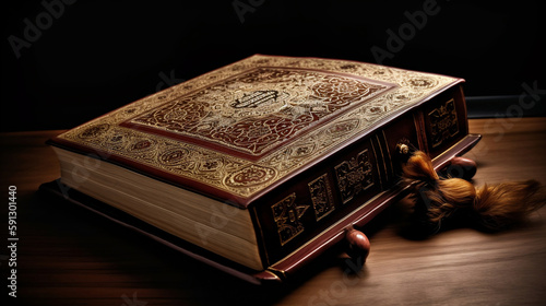Quran - holy book of Islam in mosque . Generative ai