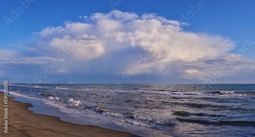 Big cloud formation over the sea, Circeo National Park, Italy 
