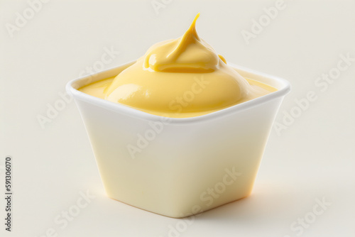 Leinwand Poster Homemade vanilla custard pudding in a bowl