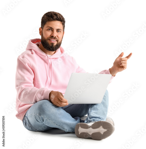Handsome bearded man with l...