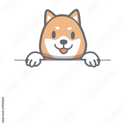 覗き込む柴犬のベクターイラスト