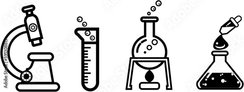 laboratory tools, icon and logo vector