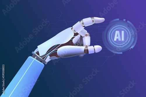3D rendering of artificial intelligence AI robot and cyborg research. Development of technologies for digital data analysis and machine learning for the computer brain