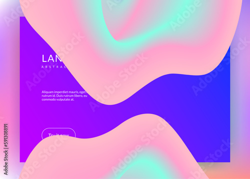 Landing page with liquid dynamic elements and fluid shapes.