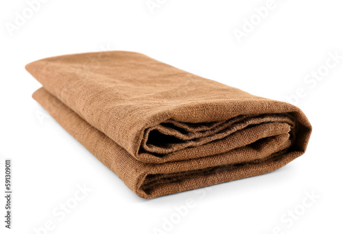 Folded fabric napkin isolated on white background