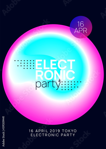 House Fest. Modern Trance Party. Minimal Pattern For Presentation Concept. Electro And Show Vector. Wave Glitch For Invitation. Purple And Blue House Fest