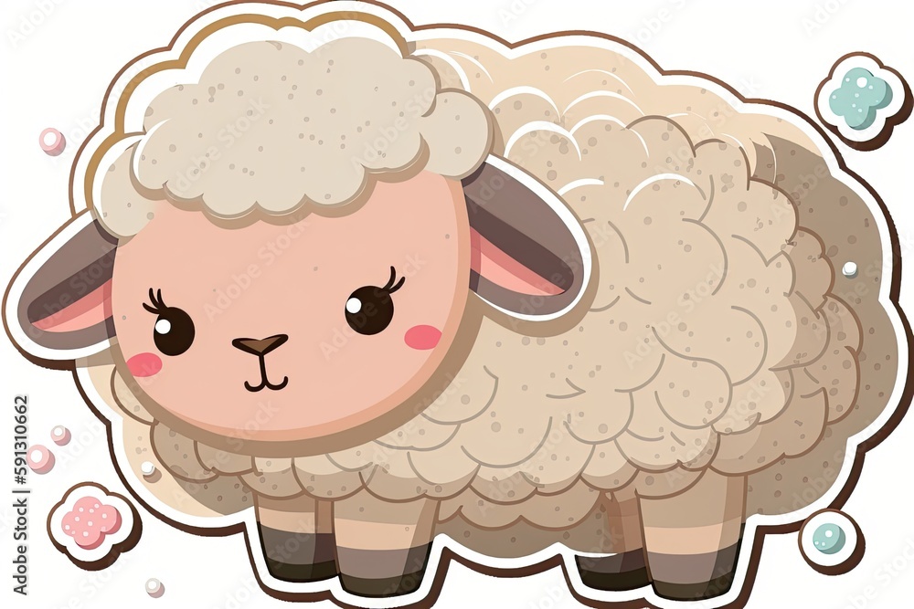 sheep with exaggeratedly large eyes surrounded by thought bubbles. Generative AI sheep with exaggeratedly large eyes surrounded by thought bubbles. Generative AI