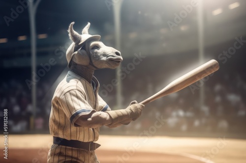 Donkey Pro Baseball Player Swinging Baseball Bat At Game Generative AI