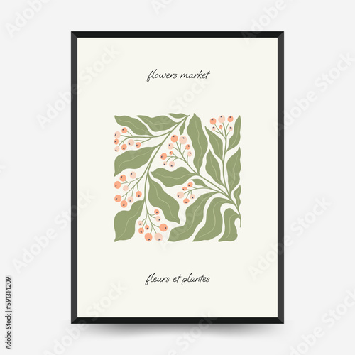 Abstract floral and women posters template. Modern trendy Matisse minimal style. Cute girl and fashion. Hand drawn design for wallpaper, wall decor, print, postcard, cover, template, banner. 