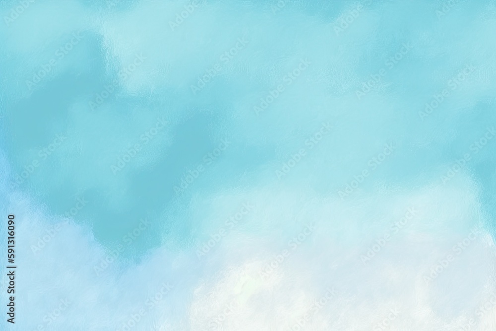 serene blue sky with fluffy white clouds. Generative AI