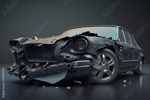 damaged car after a collision. Generative AI