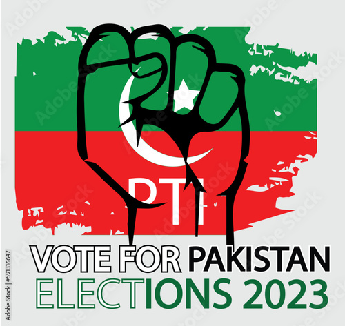 pakistan tehreek insaf flag (pti) election campain of pakistan general election 2023 photo