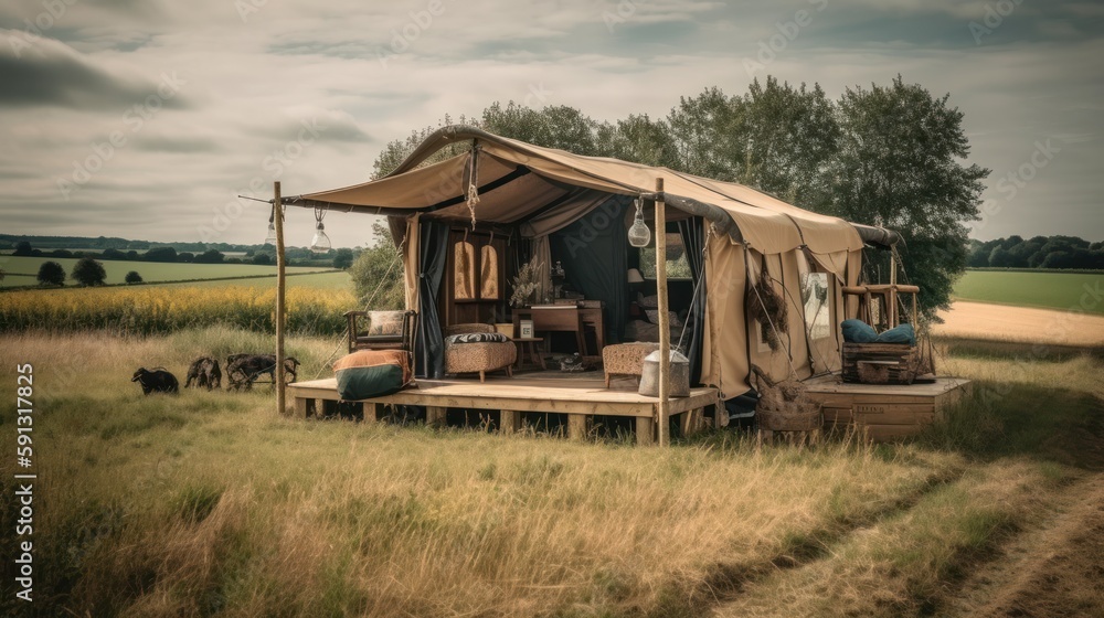 Luxury Camping Dreams: Glamorous Outdoor Adventures, glamping experience, generative ai