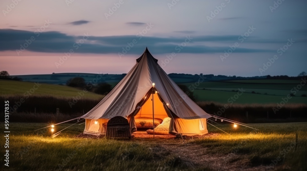 Luxury Camping Dreams: Glamorous Outdoor Adventures, glamping experience, generative ai
