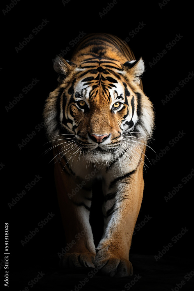 Obraz premium tigre em fundo preto 