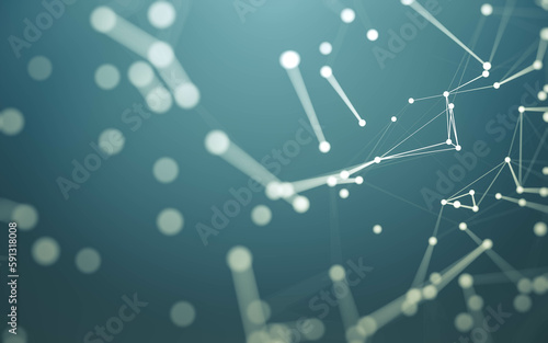 Abstract background. Molecules technology with polygonal shapes, connecting dots and lines. Connection structure. Big data visualization.
