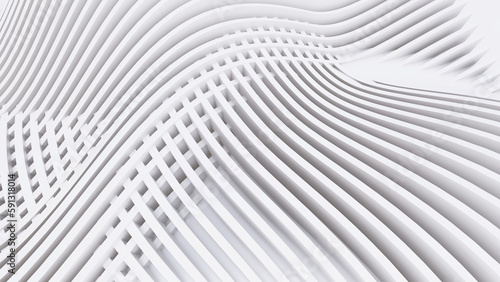 Abstract Curved Shapes. White Circular Background.