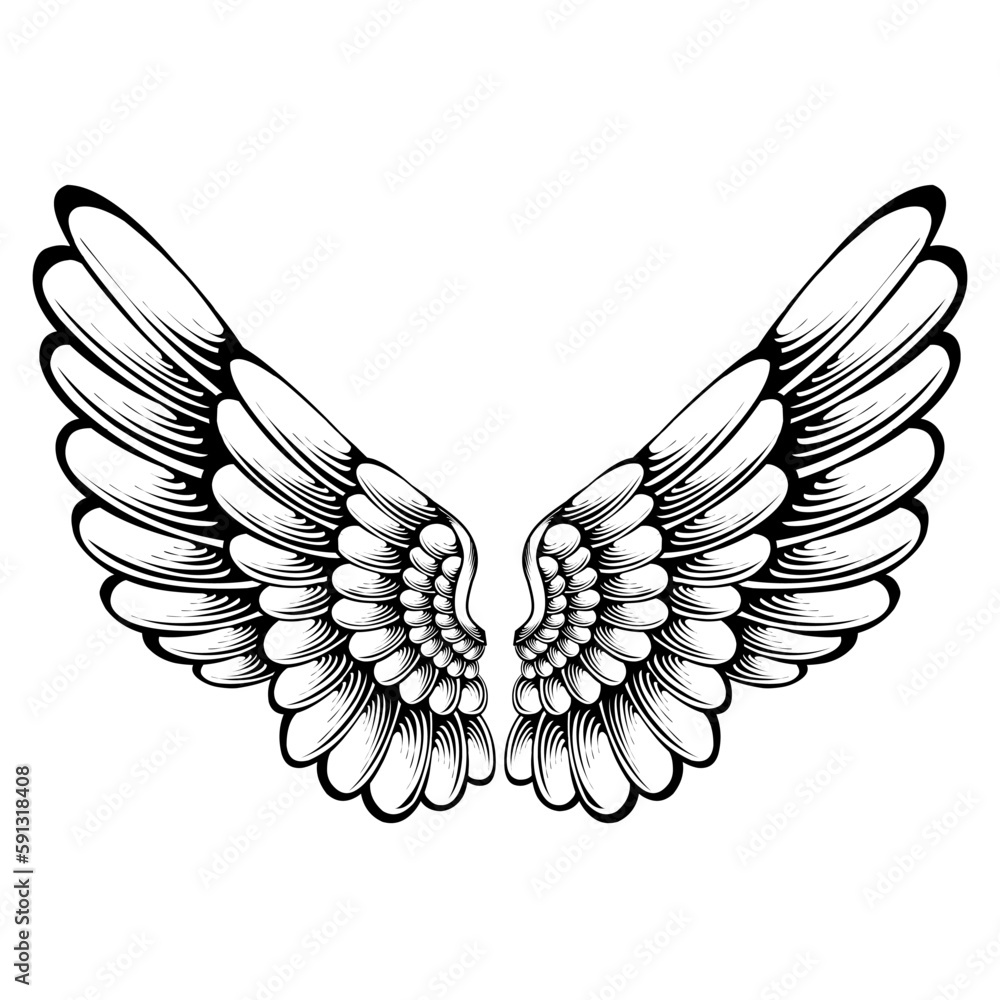 Obraz premium Vector angel wings tattoo design