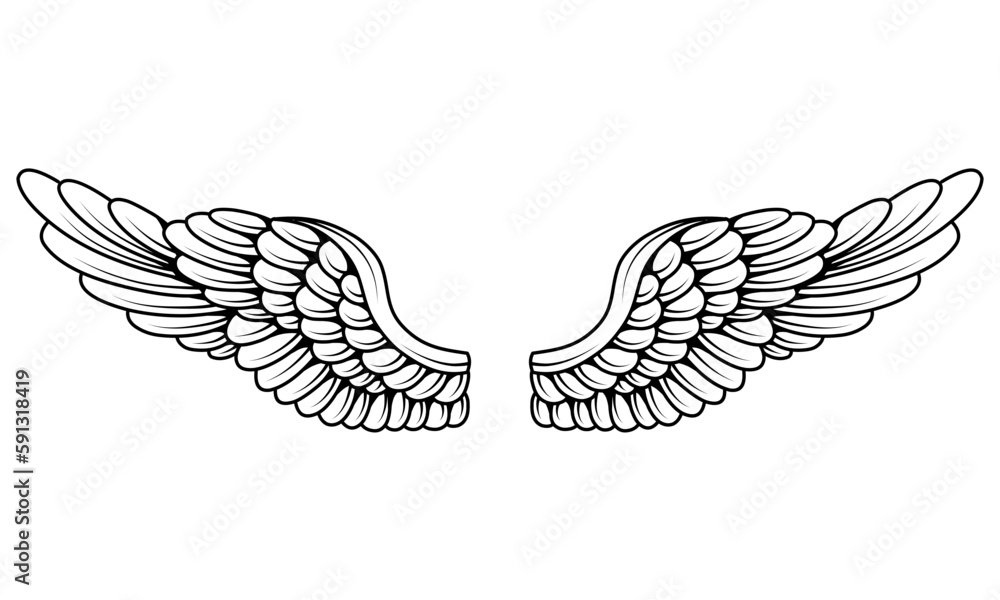 Obraz premium Vector angel wings tattoo design