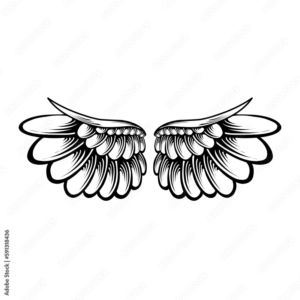Obraz premium Vector angel wings tattoo design